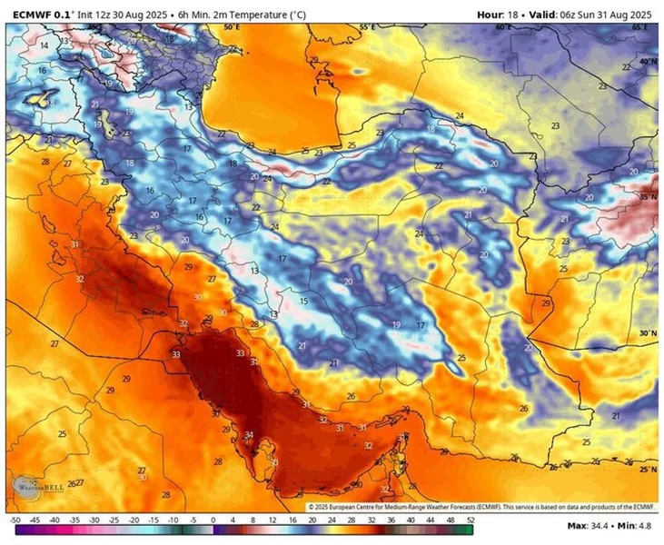 پایان موج گرما/کاهش دما در شرق و شمالشرق کشور از امروز آغاز شد