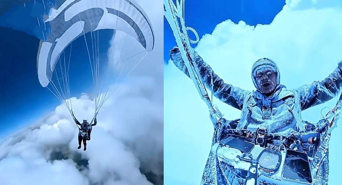 صعود ناخواسته چترباز به ارتفاع اورست؛ نجات با چهره‌ای یخ‌زده (فیلم)