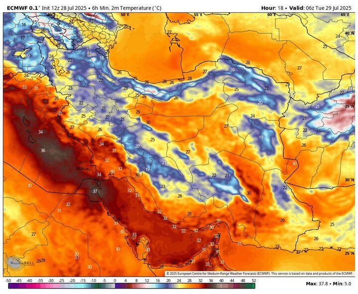 موج جدید گرما در راه؛ دما در ۱۲ نقطه کشور از ۵۰ درجه عبور کرد